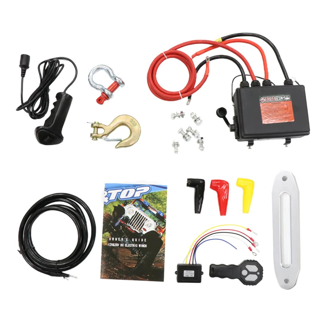 ونش كهربائي للسيارات من فيفور بقوة 13500 رطل، 12 فولت، لسيارات 4X4، مع حبل صناعي بطول 92 قدم، وحزام سحب، وتحكم لاسلكي، لسيارات ATV والشاحنات والطرق الوعرة - 5