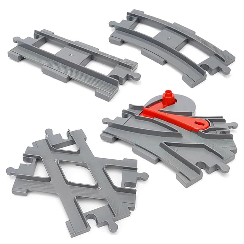 قطع بناء كبيرة لسكك الحديد، ملحقات مسارات إبداعية، ألعاب تجميع متوافقة مع مجموعة قطار المدينة للأطفال