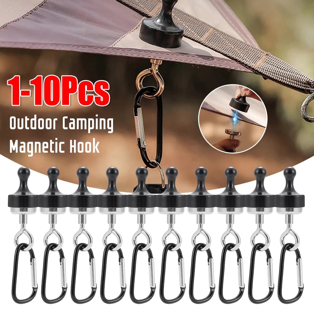 1-10 قطع خطاف مغناطيسي للتخييم خطاف تعليق مغناطيسي قوي مشبك كارابينر للمظلة والخيمة إكسسوارات أدوات التخييم في الهواء الطلق - 2