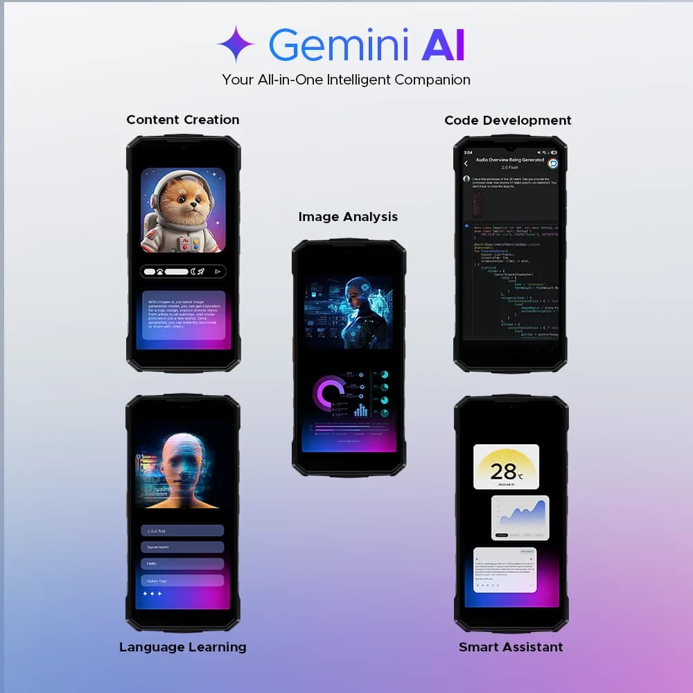 هاتف DOOGEE Fire 7 5G متين مع تقنية Gemini AI، بطارية 13000 مللي أمبير، شاشة 6.6 بوصة، كاميرا 64 ميجابكسل، معالج Dimensity 6300، نظام أندرويد 15 مع تقنية NFC - 3