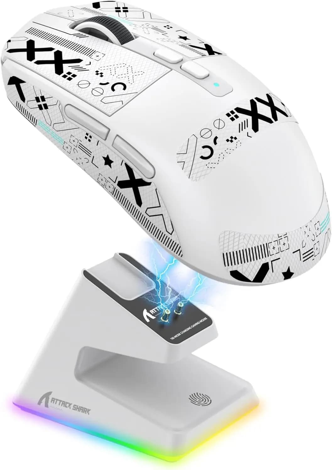 Original ATTACK SHARK X6 Lightweight Wireless Gaming Mouse with RGB Backlight Charging Base,Tri-Mode Wired/2.4GHz/BT5.2, PC/Mac