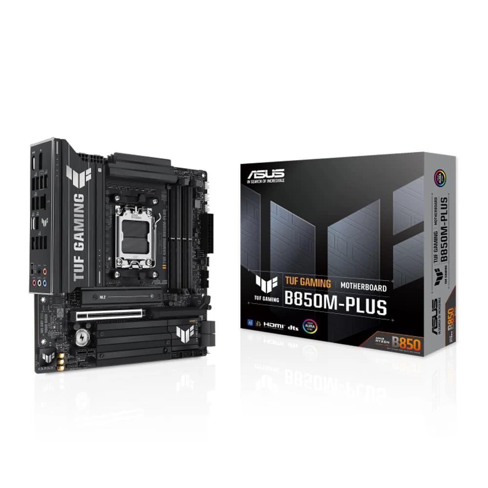 أسوس TUF GAMING B850M-PLUS لوحة أم بمعالج AMD B850 وذاكرة DDR5 سعة 256 جيجابايت، منفذ PCIe 4.0، مقبس AM5، تدعم Ryzen 9800X3D/7800X3D/8700F/9600X، بحجم 24.4 x 24.4 سم - 3