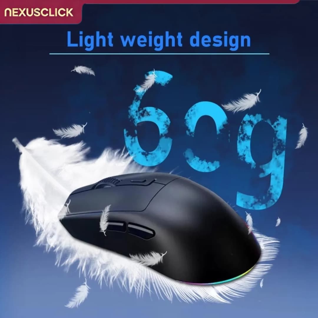 NexusClick Ergonomic Wireless Gaming Mouse,Dual Mode RGB Lightweight Mice with Magnetic Charging Dock Adjustable DPI for Desktop - 3