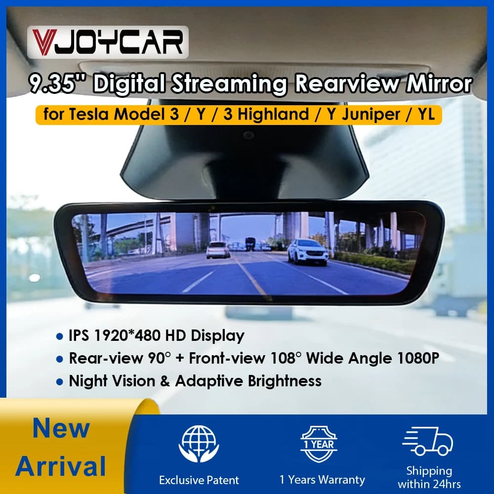 New For Tesla Stream Media Rearview Mirror 9.35 Inch Digital Streaming Mirror Dashcam with Night Vision for Model 3 Y Y Juniper