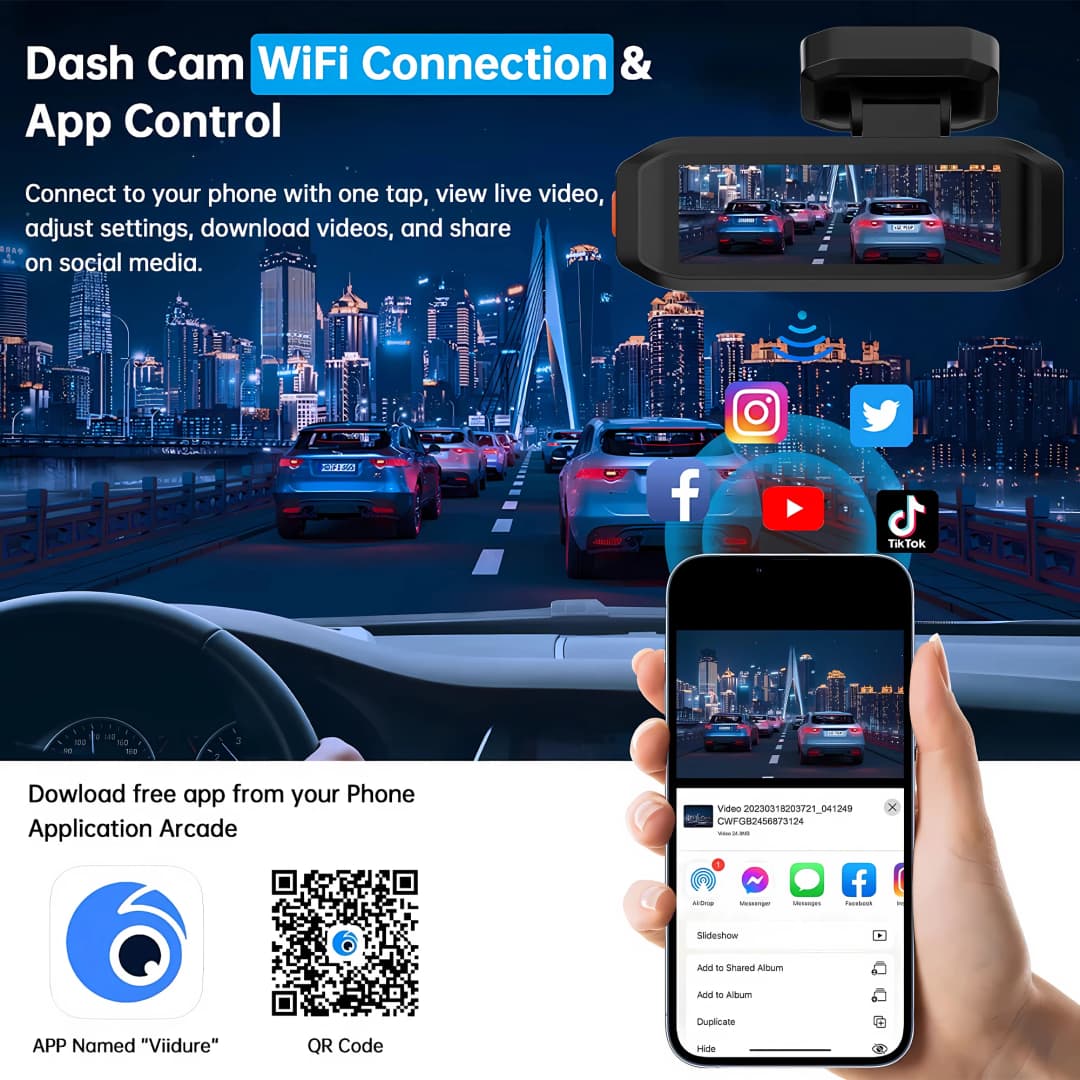 4K 3840*2160P Dash Cam WiFi GPS ADAS Front 4K Rear 2.5K DVR Video Recorder 24H Night Vision Dashcam Car Camera For Car Black Box - 5