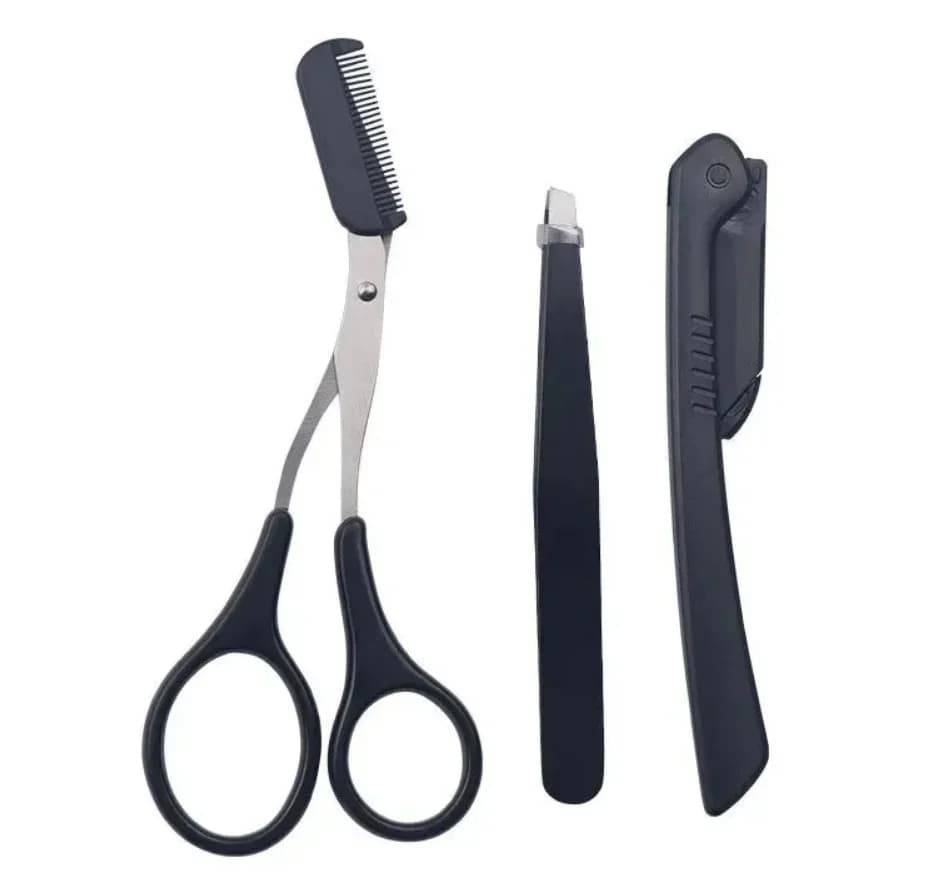 【Hot sales】Three-piece stainless steel eyebrow clip comb Scissors Eyebrow trimmer Eyebrow trimmer tool - 2