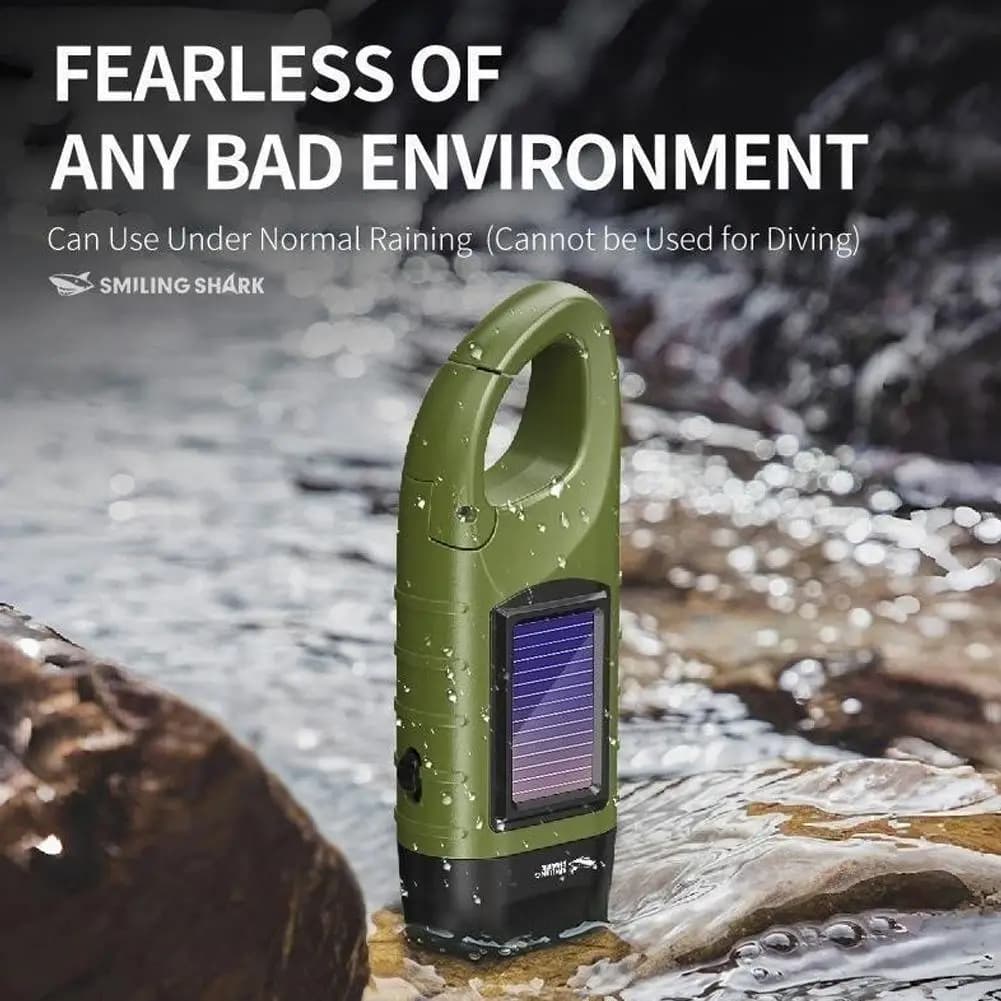 1/2 قطع كشاف محمول يعمل بالطاقة الشمسية مع مقبض يدوي، مزود بقلاب قابل للطي، مصباح طوارئ للصيد والمشي في الهواء الطلق - 2