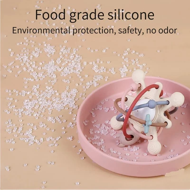 لعبة راتل وعضاضة حسية على شكل جرس من السيليكون، كرة مونتيسوري للأطفال حديثي الولادة حتى 36 شهرًا، هدية تطويرية