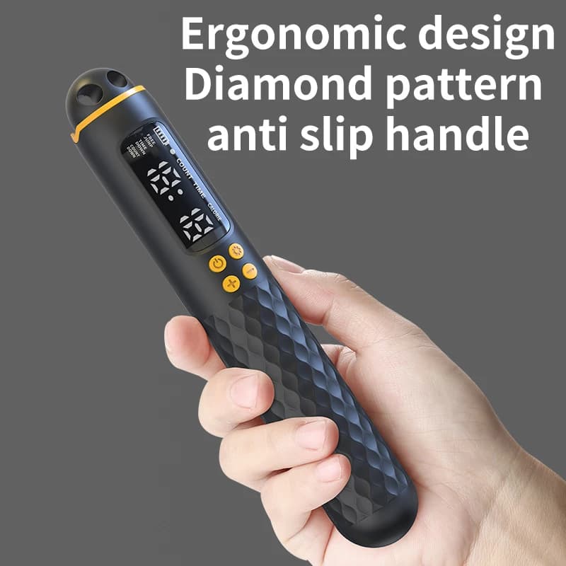 حبل قفز إلكتروني قابل للشحن عبر USB - حبل سلك قابل للتعديل مع مدرب رقمي لاسلكي لعد السعرات الحرارية - 4