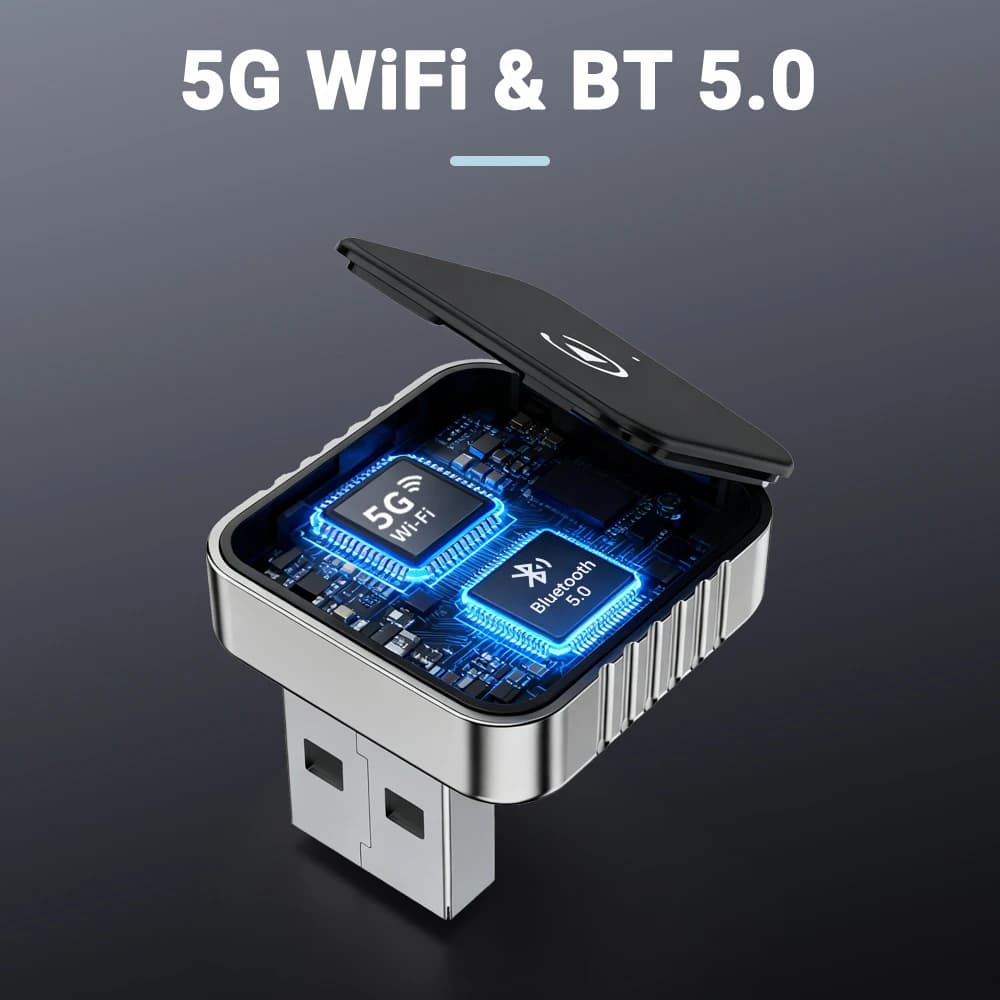 New 2in1 Mini Wireless CarPlay and Android Auto Adapter 5GHz WiFi, Type-C/USB Plug and Play Smart Box for Car Accessories Dongle - 6