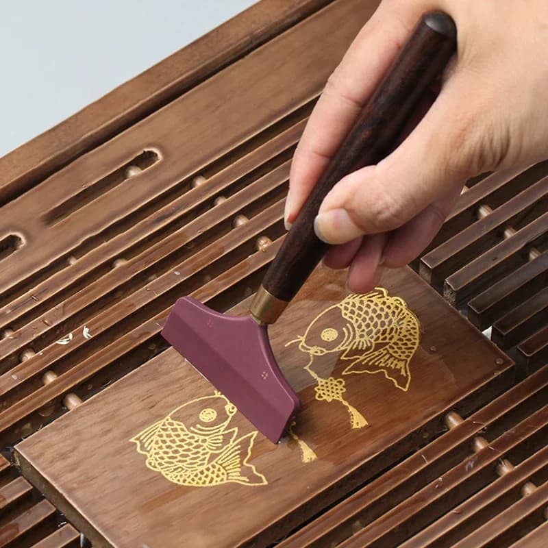 Leather Scraper Glue Spreader Sandalwood Handle DIY Leather Craft Tool For Gluing Gumming Handmade Sewing Leatherworking Supplie - 4