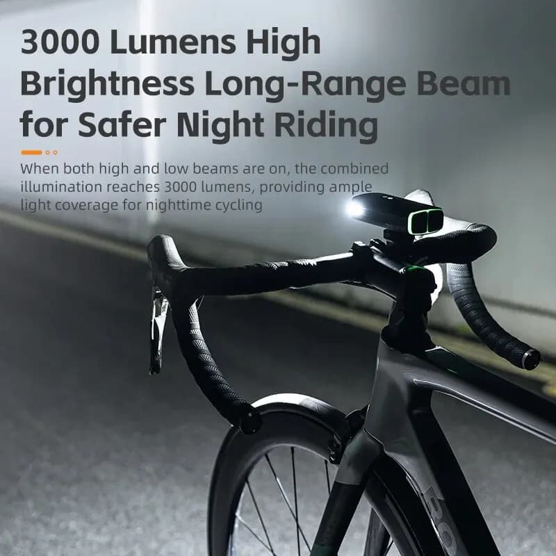 ROCKBROS 3000LM Bike Light 10000mAh Power Bank Type-C Charging Front Lamp Bicycle Headlight MTB Road Cycling Flash Highlight - 3