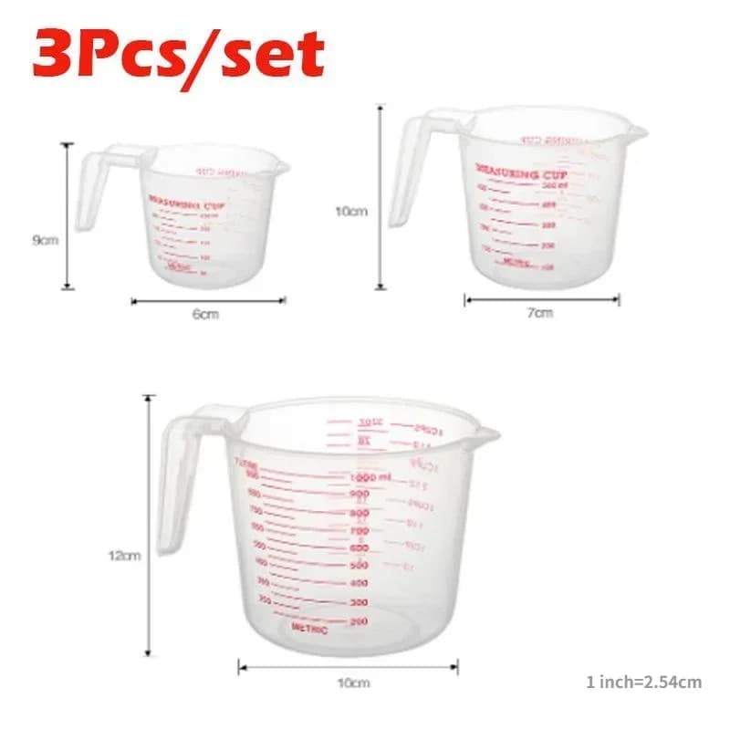 3 قطع أطقم خبز أكواب قياس سائل كوب قياس PVC كوب بلاستيك أدوات خبز مطبخ - 3