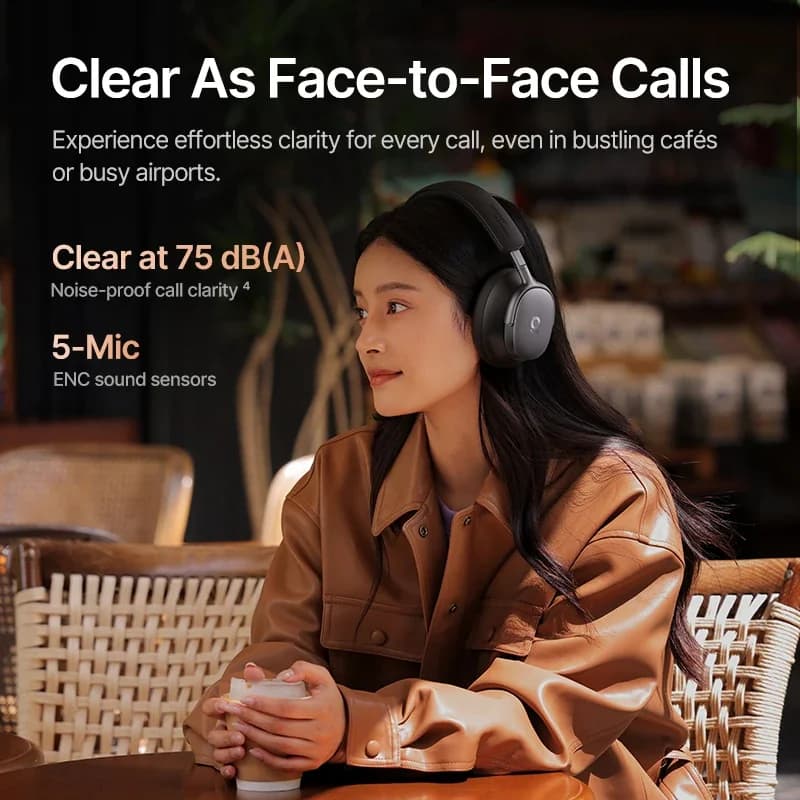 سماعات رأس لاسلكية Baseus Inspire XH1 من Bose مع تقنية إلغاء الضوضاء التكيفي ANC بتقنية Bluetooth 6.1 و 48dB، ودعم Hi-Res LDAC، وبطارية تدوم حتى 100 ساعة - 5