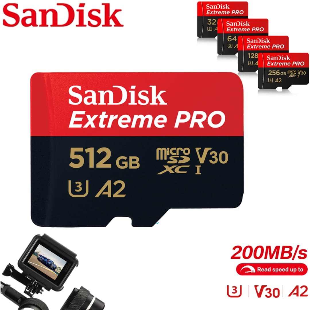 2026 256GB Sandisk Memory 512GB TF SD Micro Sd Extreme Pro V30 U3 A2 card 32GB Class Flash Card Memory Microsd