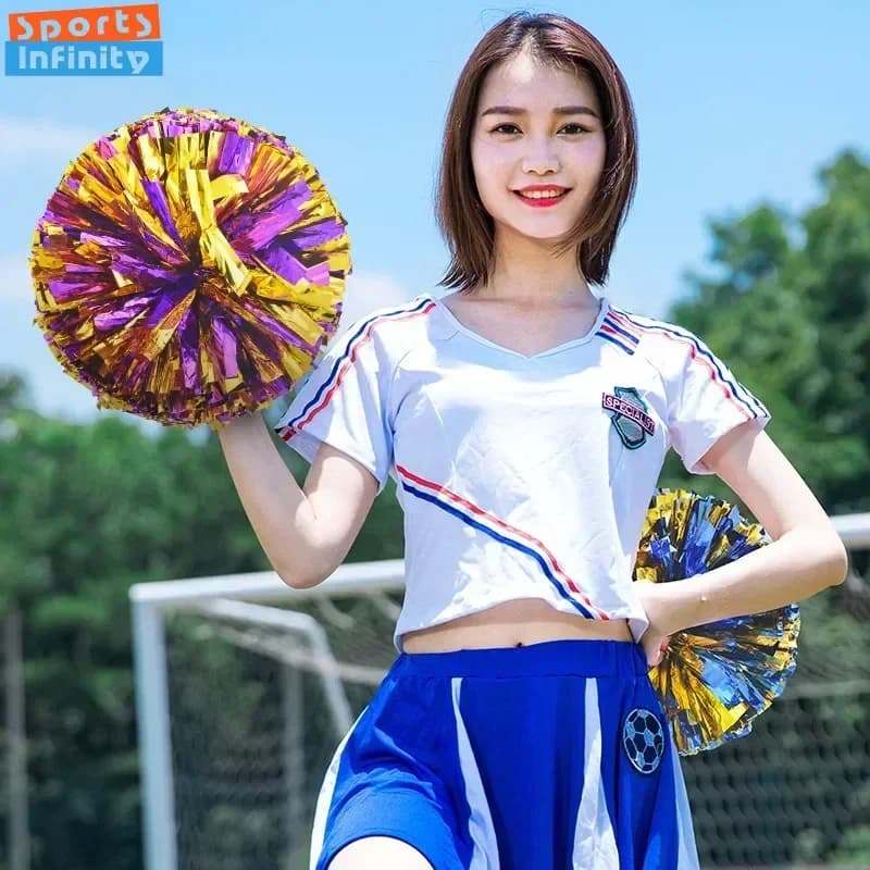 Colorful Cheerleading Pom Poms Girls Kids Finger Cheer Balls Gold Silver Purple Blue Red Green Dance Cheerleading Accessories - 2