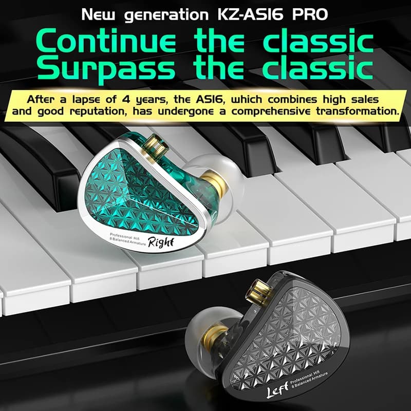 KZ AS16 PRO Wired Headphone 8BA Balance Armature In Ear Monitor Earphone MP3 Bass Music Earbuds HIFI Headset With Microphone - 2