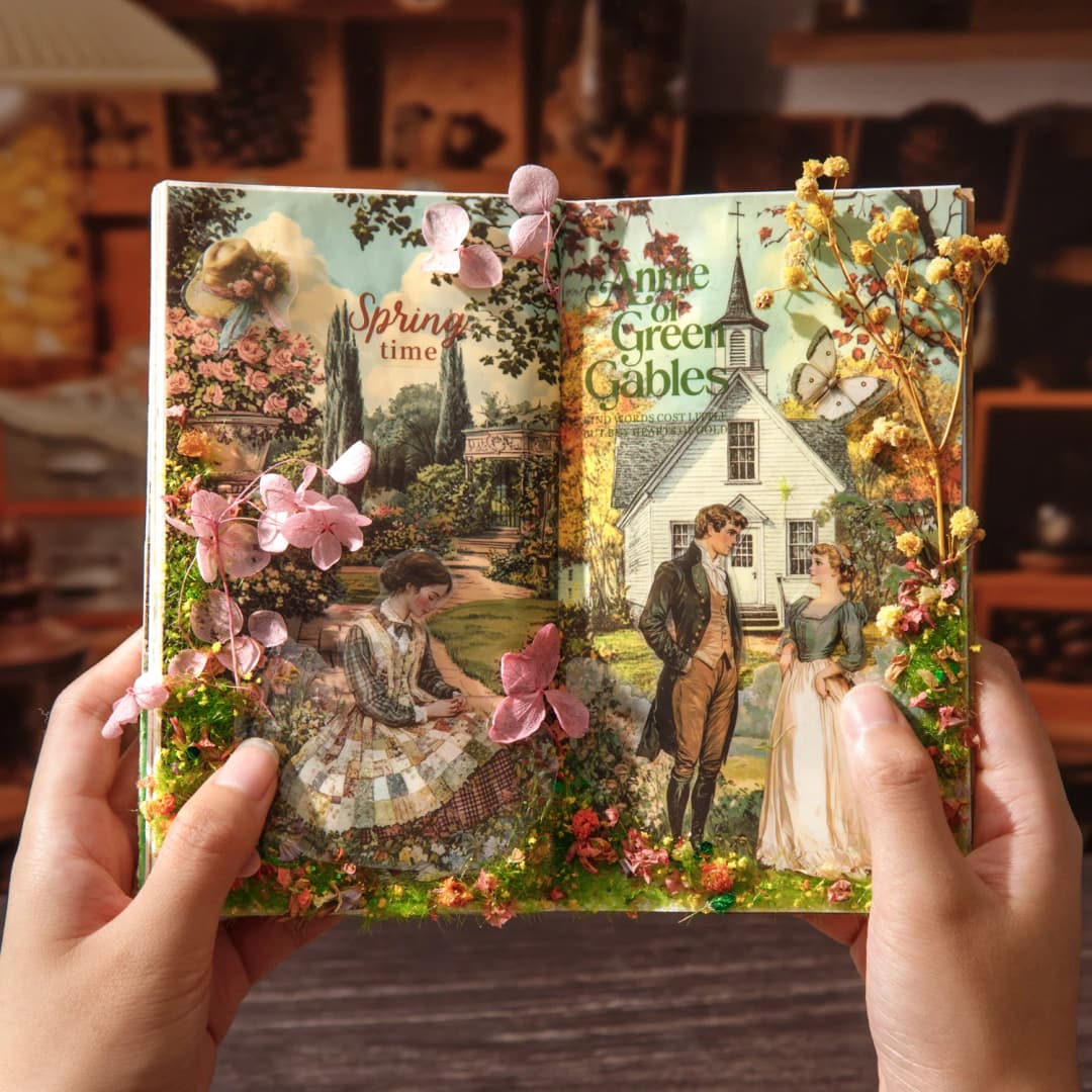 20Sheets/Pack Literary Story Theme PET Die-Cut Sticker Book for DIY Crafts, Scrapbooking, Journal, Phone Case, Laptop, Guitar - 3