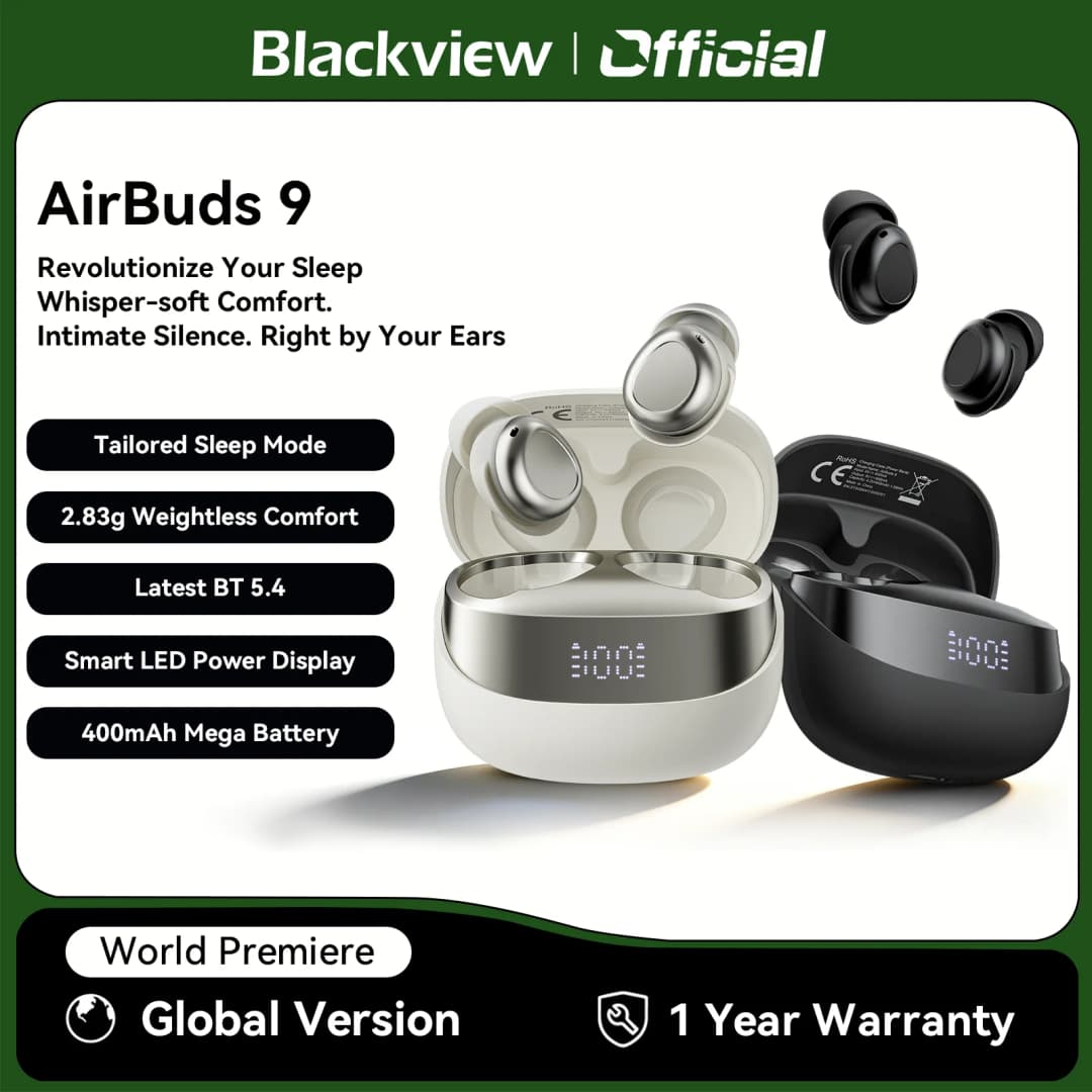 سماعات رأس Blackview AirBuds 9 TWS سماعات أذن لاسلكية تحكم باللمس مع ميكروفون بطارية 400mAh بلوتوث 5.4