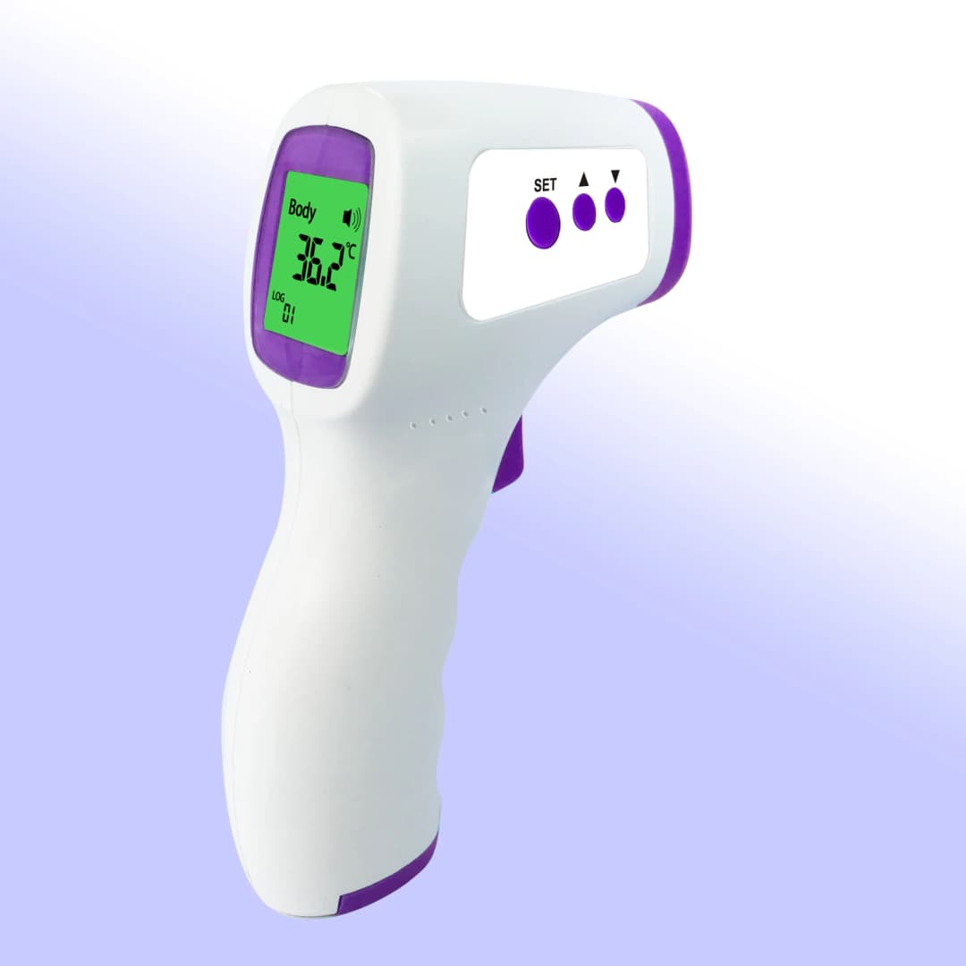 مقياس حرارة رقمي محمول للجبهة بدون تلامس بالأشعة تحت الحمراء لقياس درجة حرارة الجسم للأطفال والكبار - 6