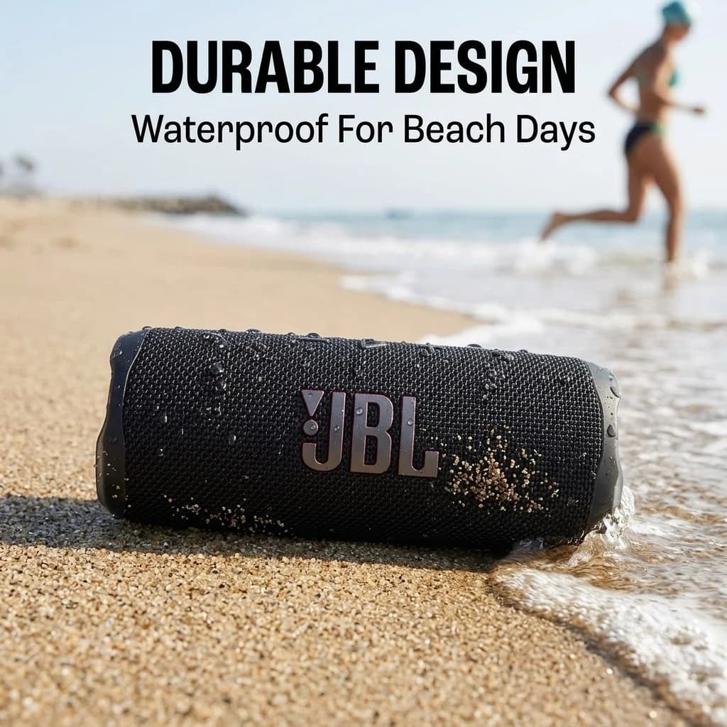 سماعة JBL Flip 7 بلوتوث، مقاومة للماء والغبار IP68، صوت معزز بتقنية الذكاء الاصطناعي، بطارية تدوم 16 ساعة