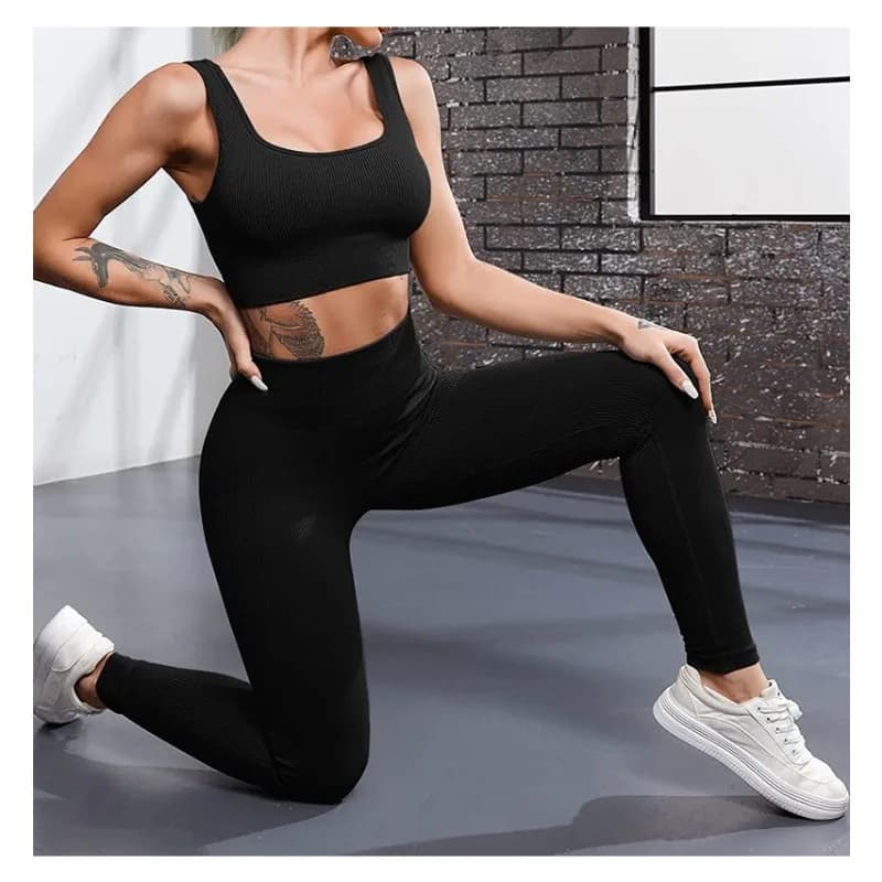 Thread Solid Leggings Women Seamless Knit Yoga Pants High Waist Hip Liftting Tights Fashion Slim Workout Running Sports Leggings - 3