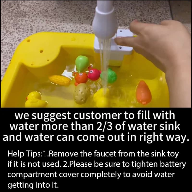 ألعاب حوض المطبخ للأطفال، لعبة غسالة الأطباق الكهربائية مع الماء الجري، لعبة التظاهر بالطعام، لعبة صيد الأسماك، هدية للعب الأدوار للفتيات - 6