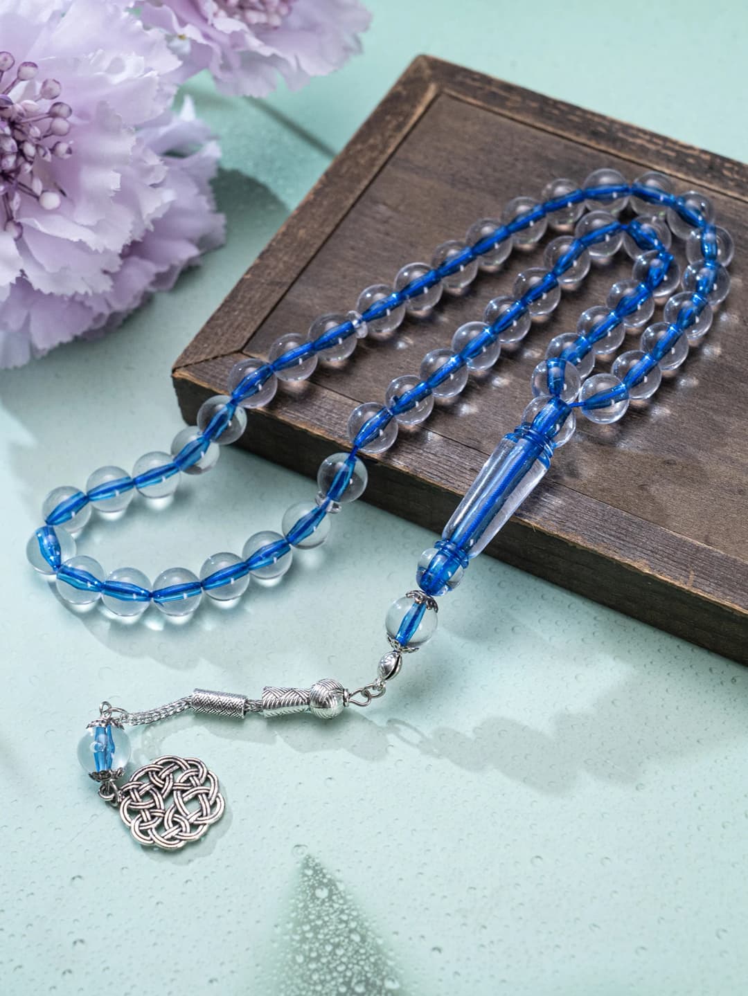 سوار تسبيح يدوي من 45 حبة، 5 ألوان اختيارية، مع قلادة بنقش عربي، هدية للعبادة الإسلامية، هدية لصديق - 4