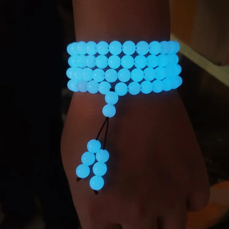 New High-Light Glow Stone Bracelet 108 Beads Four Circles Buddha Beads Bracelet Luminous Stone Bracelet for Boyfriend Best Frien - 3