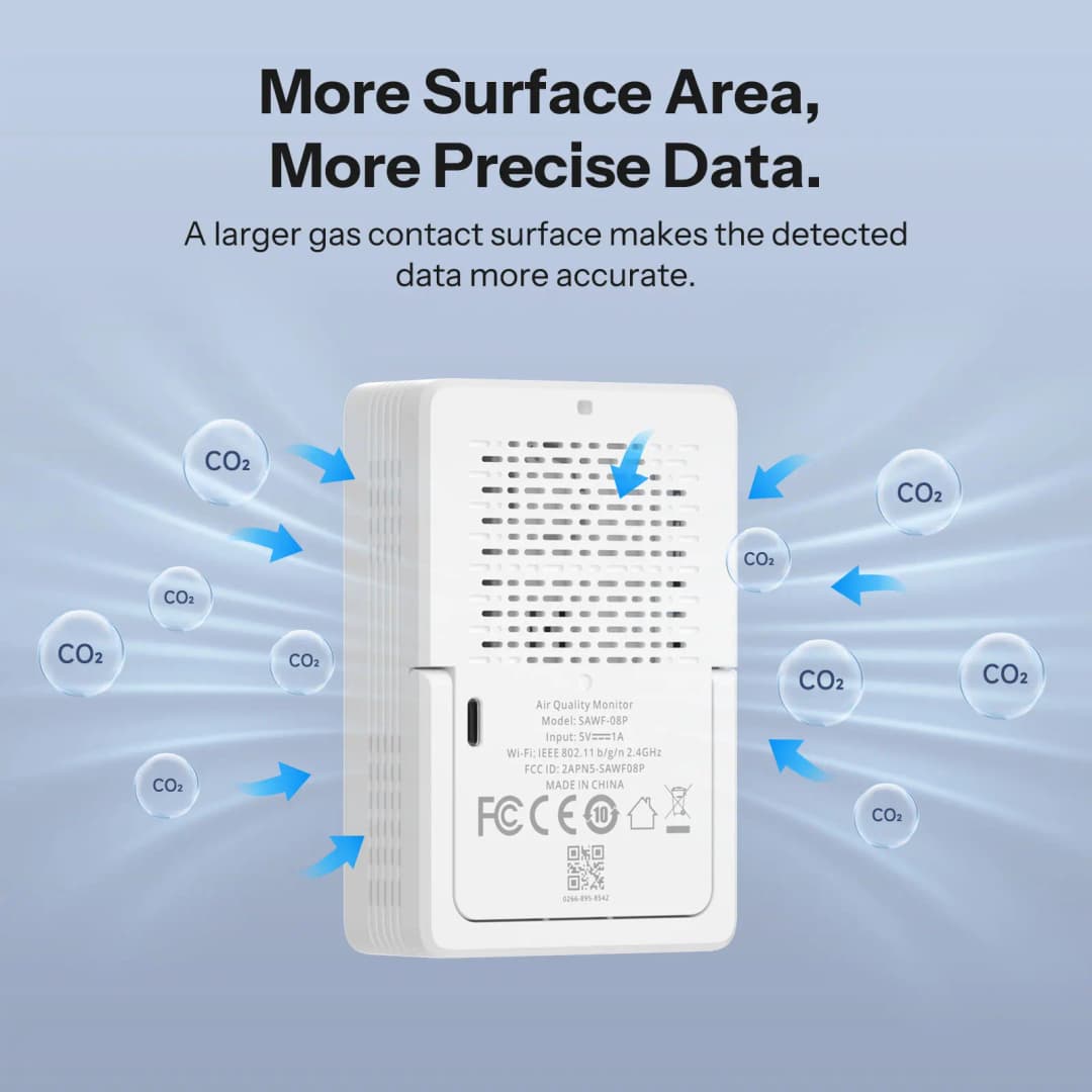 SONOFF SAWF-08P AirGuard CO2 Matter over Wi-Fi Air Quality Monitor Mult Metric Environmental Matter Compatible Alexa Apple Home - 2