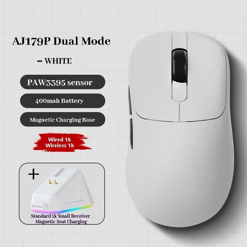 AJAZZ AJ179P PAW3950 30000DPI 8Khz Wireless Gaming Mouse Right Handed Ergonomic Mouse with RGB Magnetic Screen Charging Base