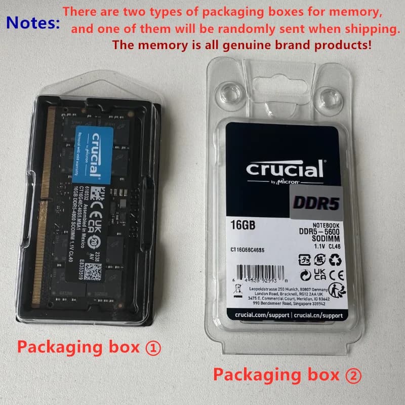 Crucial DDR5 SODIMM  RAM 16GB 32GB 24GB 48GB Notebook 4800MHz  5600MHz 1.1V for Laptop Memory - 6