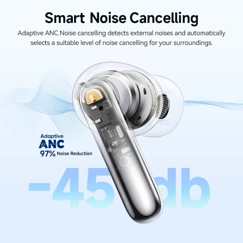 سماعات أذن لاسلكية QCY Melobuds N50 ANC مع 6 ميكروفونات، إلغاء ضوضاء المكالمات بتقنية الذكاء الاصطناعي، بلوتوث 5.4، اتصال مزدوج - 2