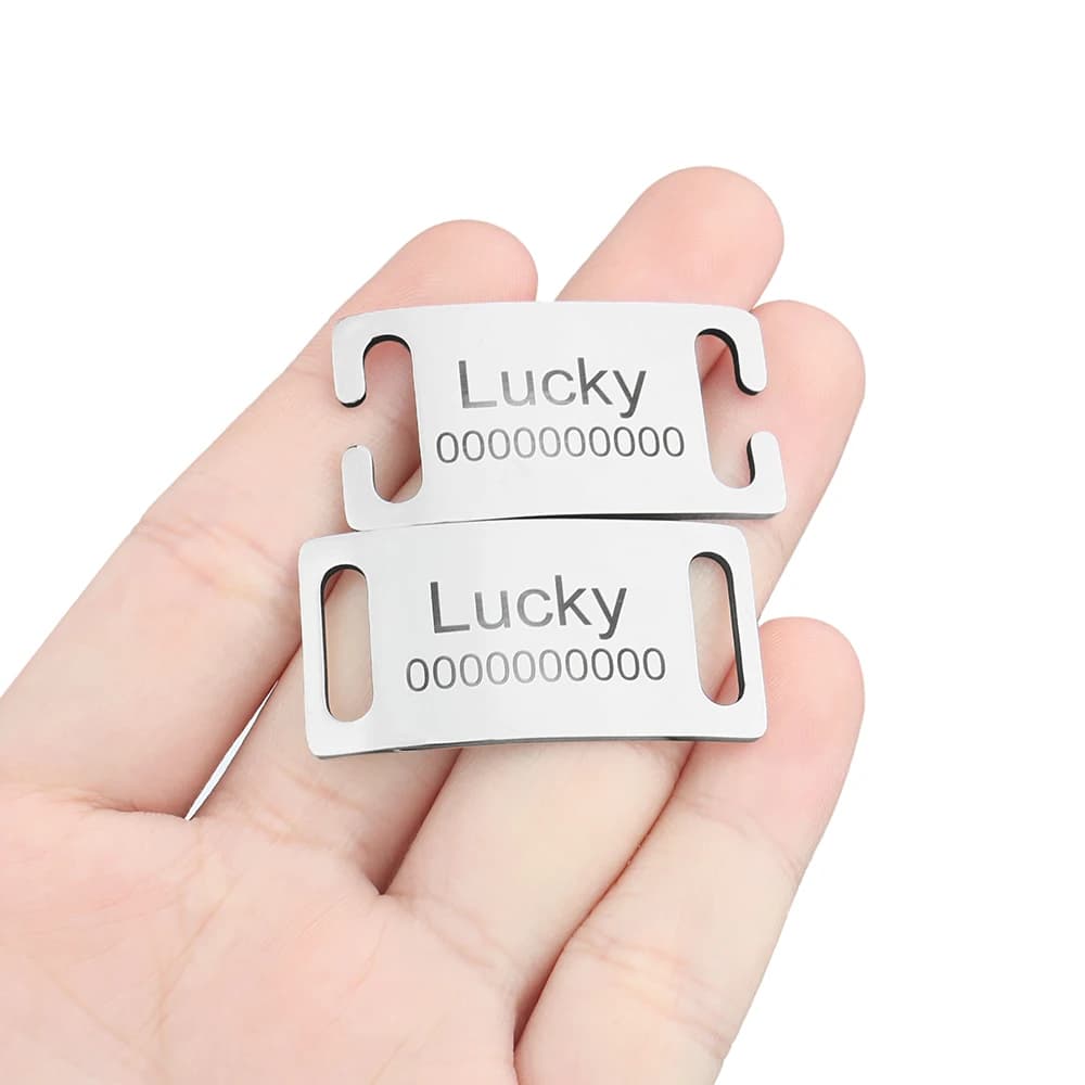 إكسسوارات طوق كلب قطة منحني مخصص اسم بطاقة هوية مضادة للفقدان لوحة اسم مخصصة نقش أسود فضي ذهبي - 3