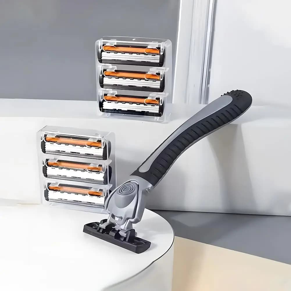 Variety Packs Skin Guard Anti-Slip Handle Replacement Triple Blades Reusable Safety Manual Razors for Men Shaving Bathing Trave - 3