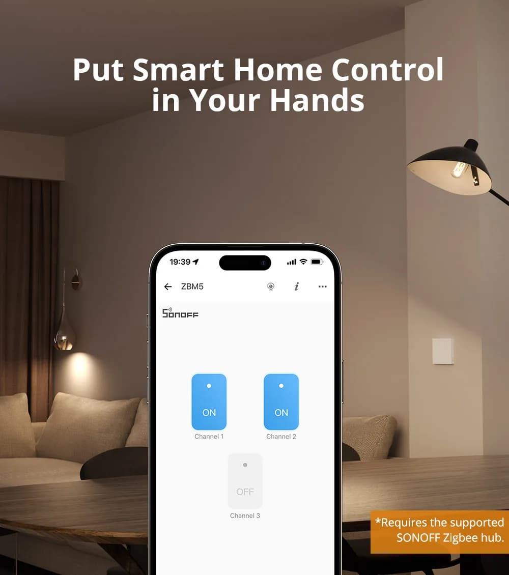 SONOFF ZBM5 Zigbee Smart Wall Switch UK/EU Type Detach Relay Mode Applicable to Both  No Neutral & With Neutral Wire 1 /2/3 Gang - 6