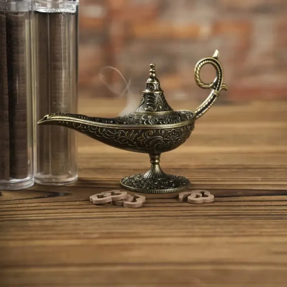 Durable Antique Style Incense Burner Air Purification Metal Aroma Furnace Gifts Wishing Aladdin Lamp Home Decor - 6