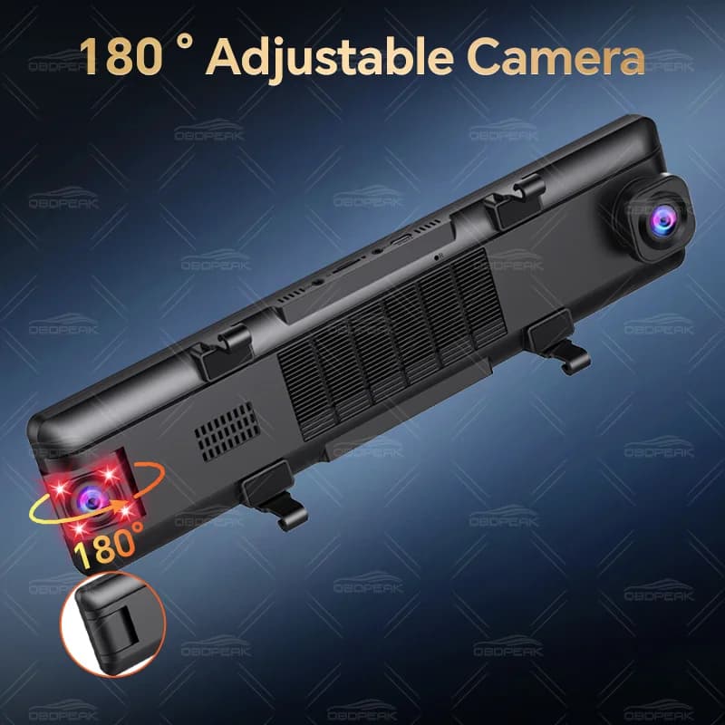 كاميرا لوحة قيادة OBDPEAK 3 بعدسات ثلاثية 4K، أمامية وداخلية وخلفية 1080P، مع GPS، رؤية ليلية، تسجيل فيديو، ومراقبة عند الوقوف - 4