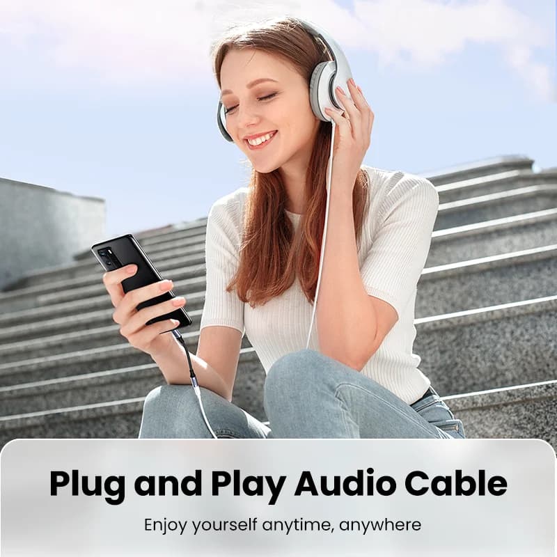 كابل USB Type-C إلى 3.5mm لسماعات الأذن من UGREEN مع محول صوت لأجهزة شاومي Mi10 وهواوي P30 وOneplus 9 - 6
