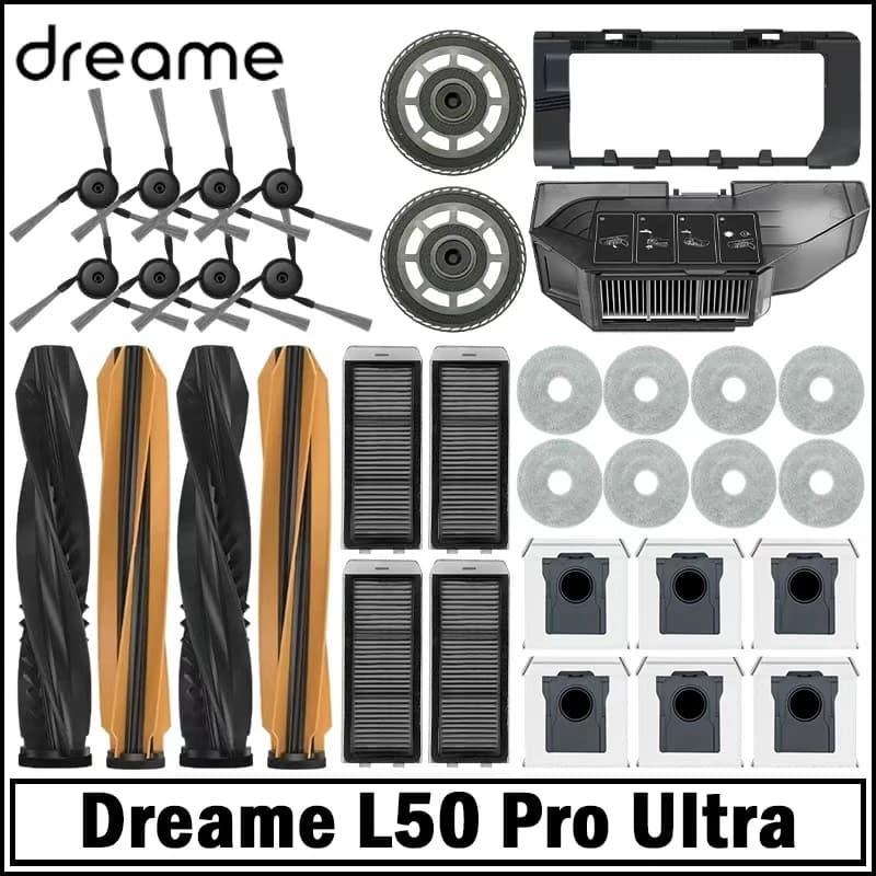Dreame L50 Pro Ultra Robot Vacuum Spare Parts Main Side Brushes Mop Cloths HEPA Filters Dust Bags Accessories