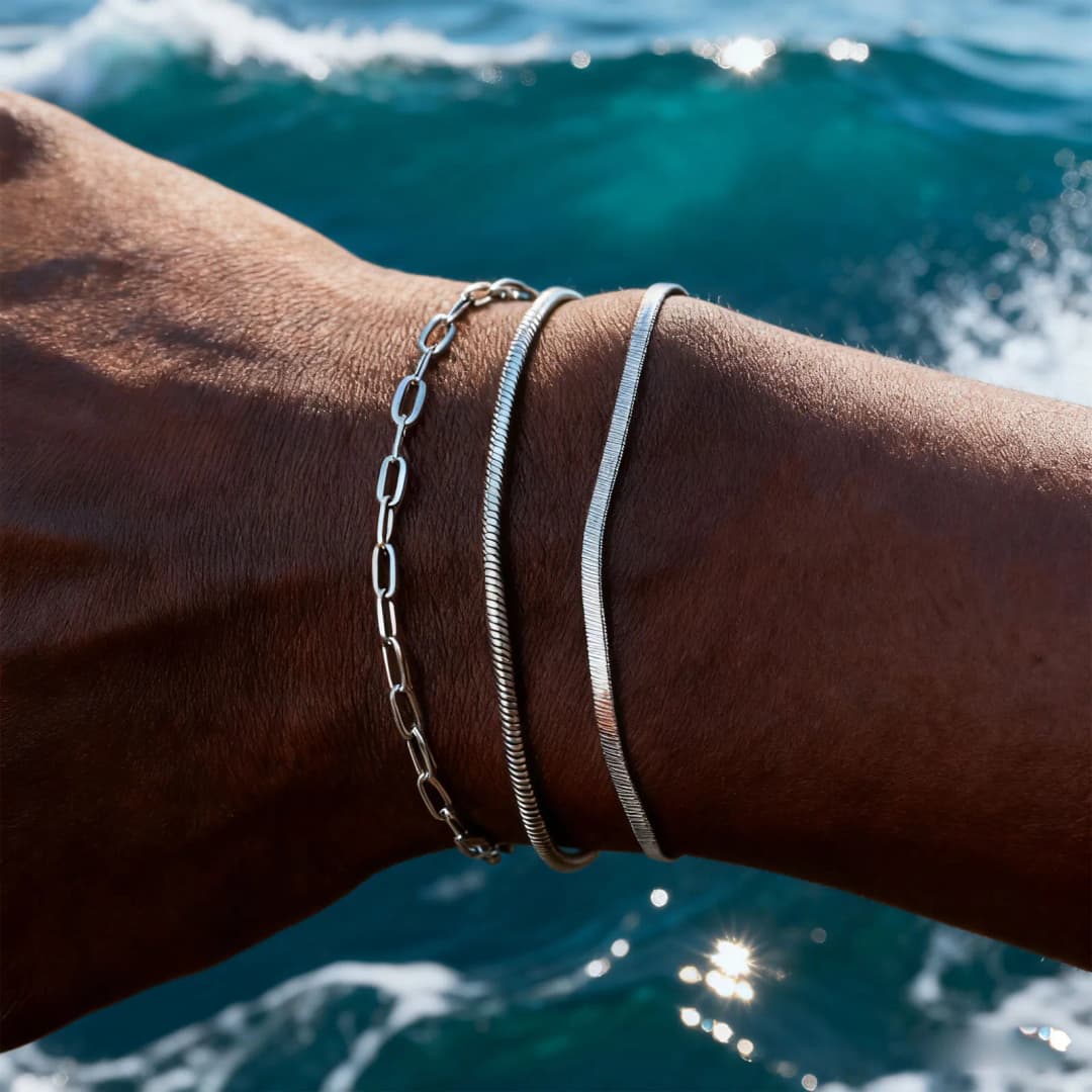 Men's Thin Chain Bracelet,Never Fade Stainless Steel Adjustable Wristband,Minimalist Hip Hop Jewelry Gift