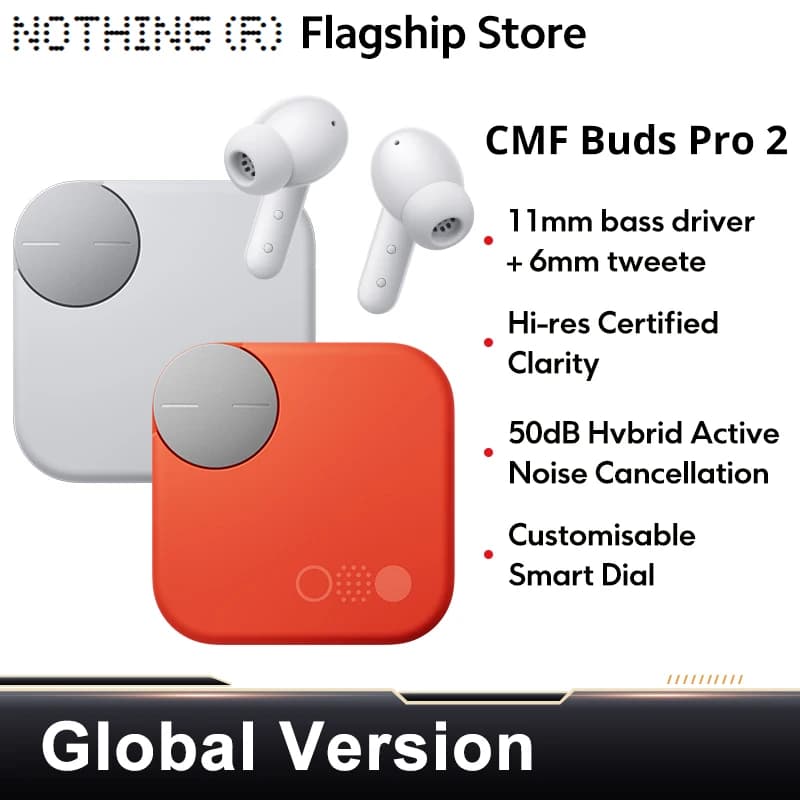 Global Version Cmf By Nothing Buds Pro 2 Earphone Bluetooth 5.3 with 50 dB Hybrid Active Noise Cancellation 6 HD MICS IP55