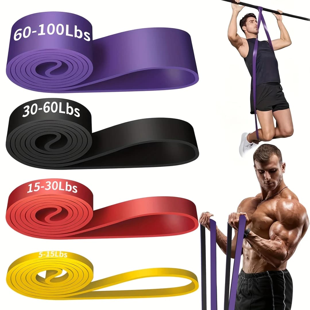 ​​1pc Stackable Heavy Tension TPE Resistance Band Set - Anti-Snap for Home Gym Muscle Strength & Body Stretching​​  Yoga Gym
