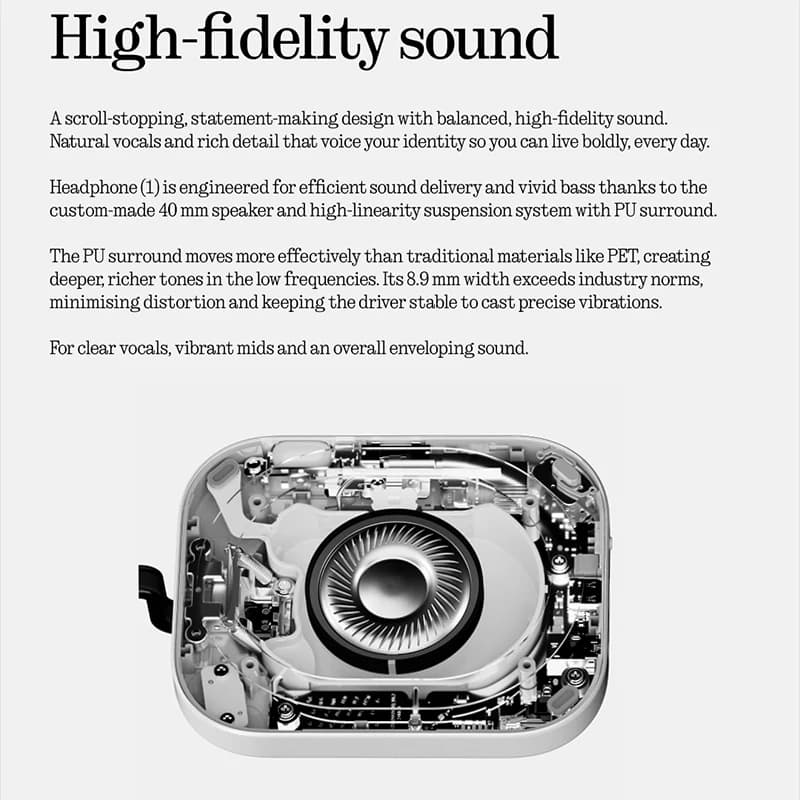 Global Version Nothing Headphone (1) 40mm Dynamic Driver Wireless Headphone 15 Quick Charge ANC Headset Support AAC SBC LDAC - 4