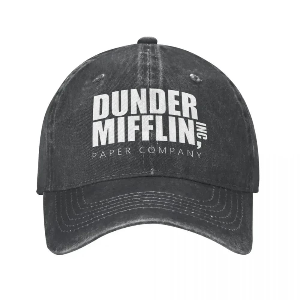 Classic Dunder Mifflin Logo Baseball Caps Men Women Distressed Denim Washed Sun Cap The Office Travel Adjustable Hats Cap