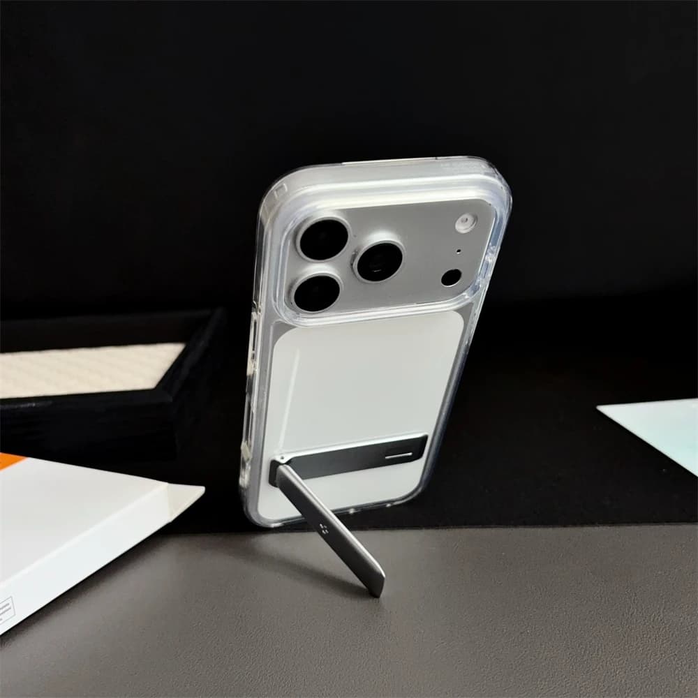 Spigen Ultra Hybrid Bracket Transparent Phone Case For iPhone 17 Pro Max 18 16 15 14 13 12 Kickstand Shockproof Clear Back Cover - 3