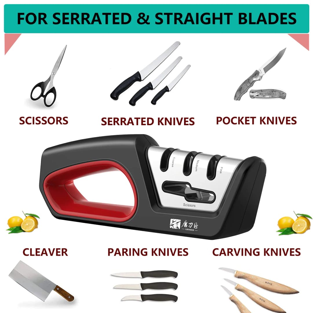 Four in one kitchen sharpener restores serrated blade knives and scissors, diamond tungsten steel ceramics - 2