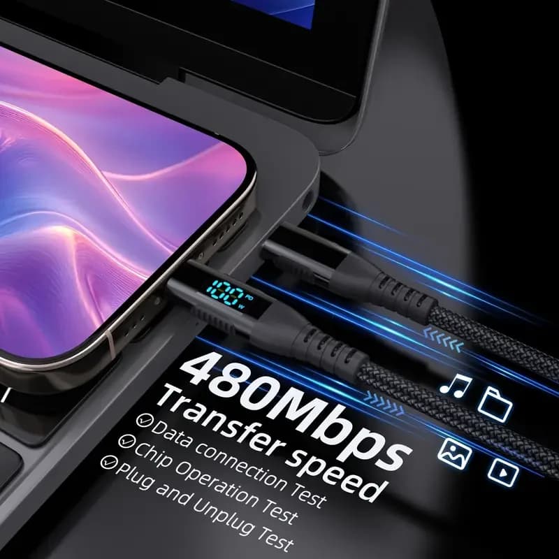 1 متر 2 متر 3 متر USB C إلى نوع C سلك شاحن سريع نايلون مضفر 5A ماكس شحن سريع آيفون 15 16 لسلك طاقة أندرويد - 6