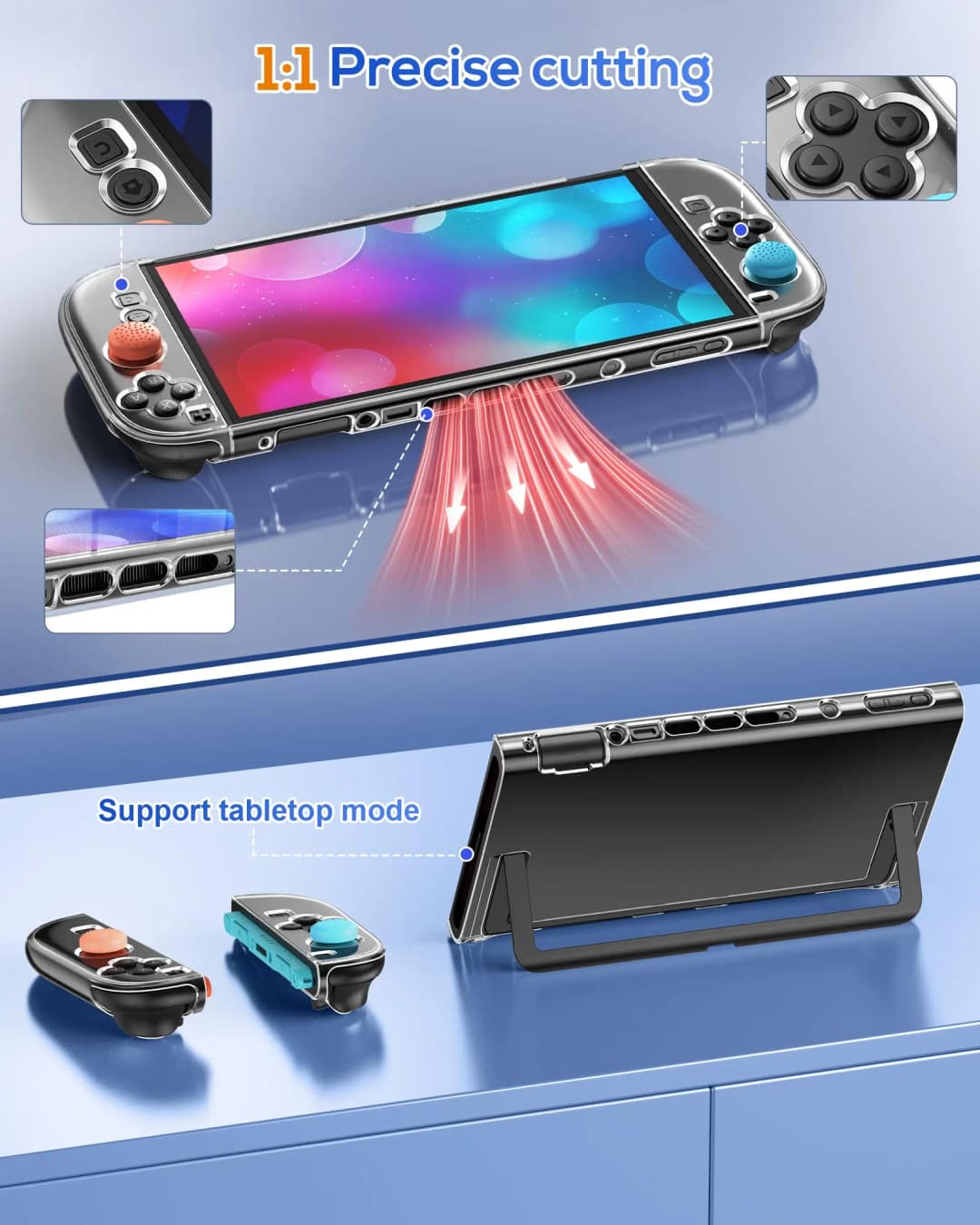 حافظة صلبة شفافة لجهاز نينتندو سويتش 2 وحدة التحكم Joypad سبليت الغطاء الواقي الجلد حامي لملحقات سويتش 2 - 5