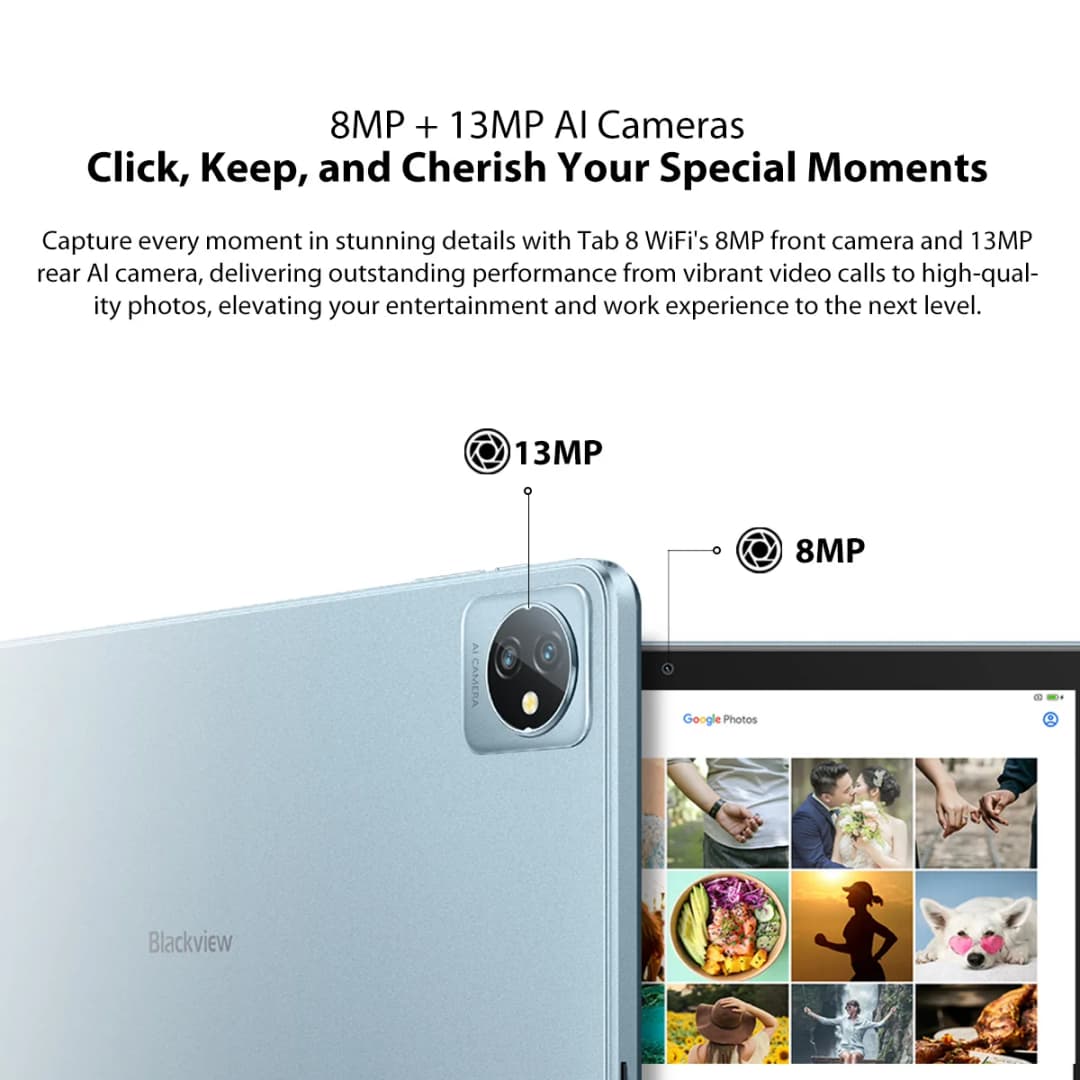 بلاك فيو تاب 8 جهاز لوحي بنظام أندرويد 12 وذاكرة 7 جيجابايت + 128 جيجابايت وشاشة 10.1 بوصة HD+ وبطارية 6580 مللي أمبير وواي فاي 2.4G/5G وكاميرا خلفية 13 ميجابكسل - 4